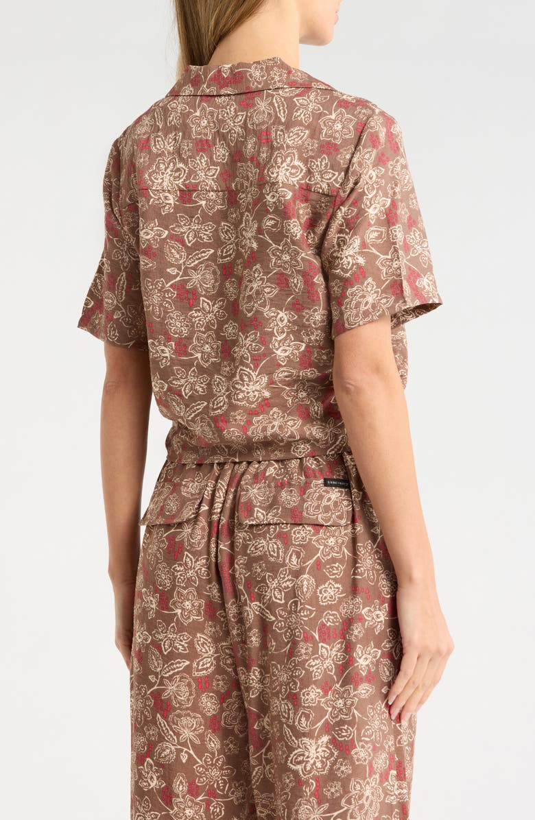 Sanctuary Baja Tie Front Short Sleeve Shirt, Alternate, color, Banshee Print Brown