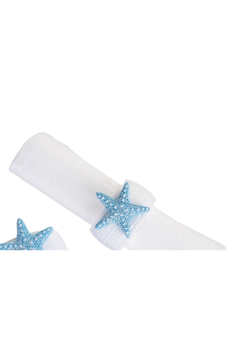 Blue Sea Star Napkin Rings, Set of 4, Alternate, color, Blue