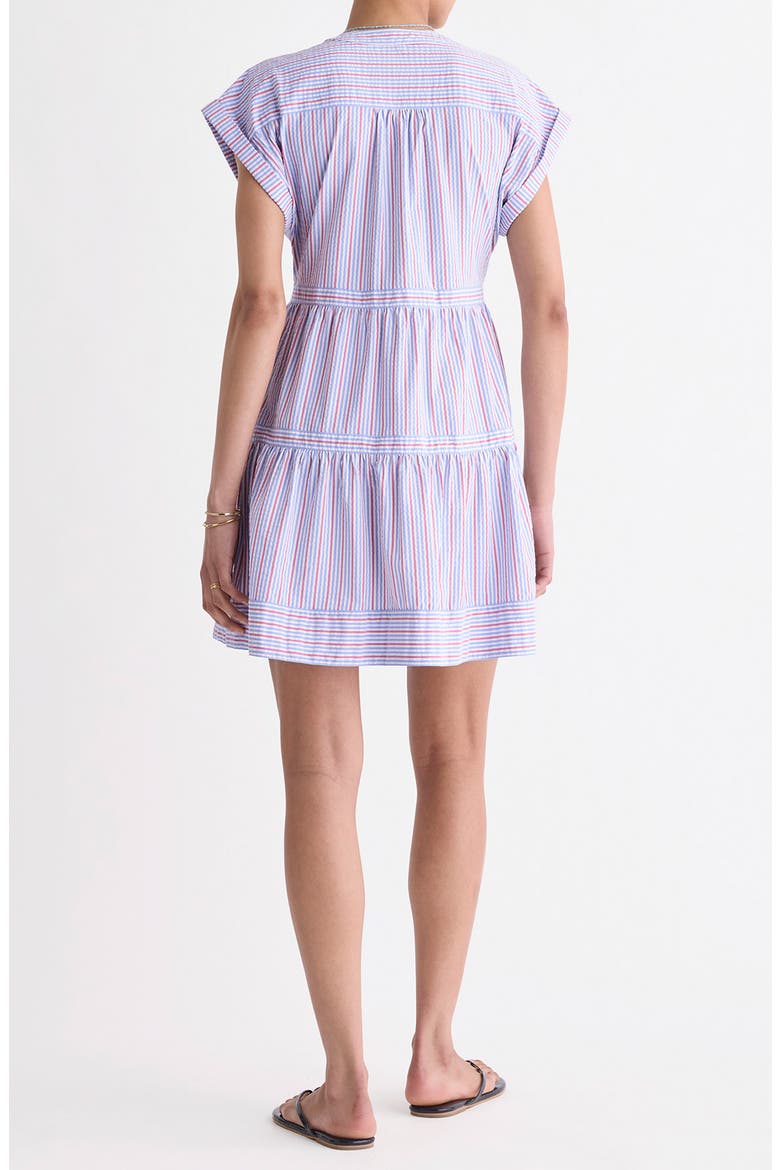 Dillon Harbor Seersucker UPF 30+ Minidress, Alternate, color, BLUE RED STRIPE