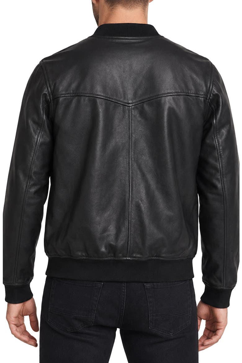 Leather Bomber Jacket, Alternate, color, BLACK