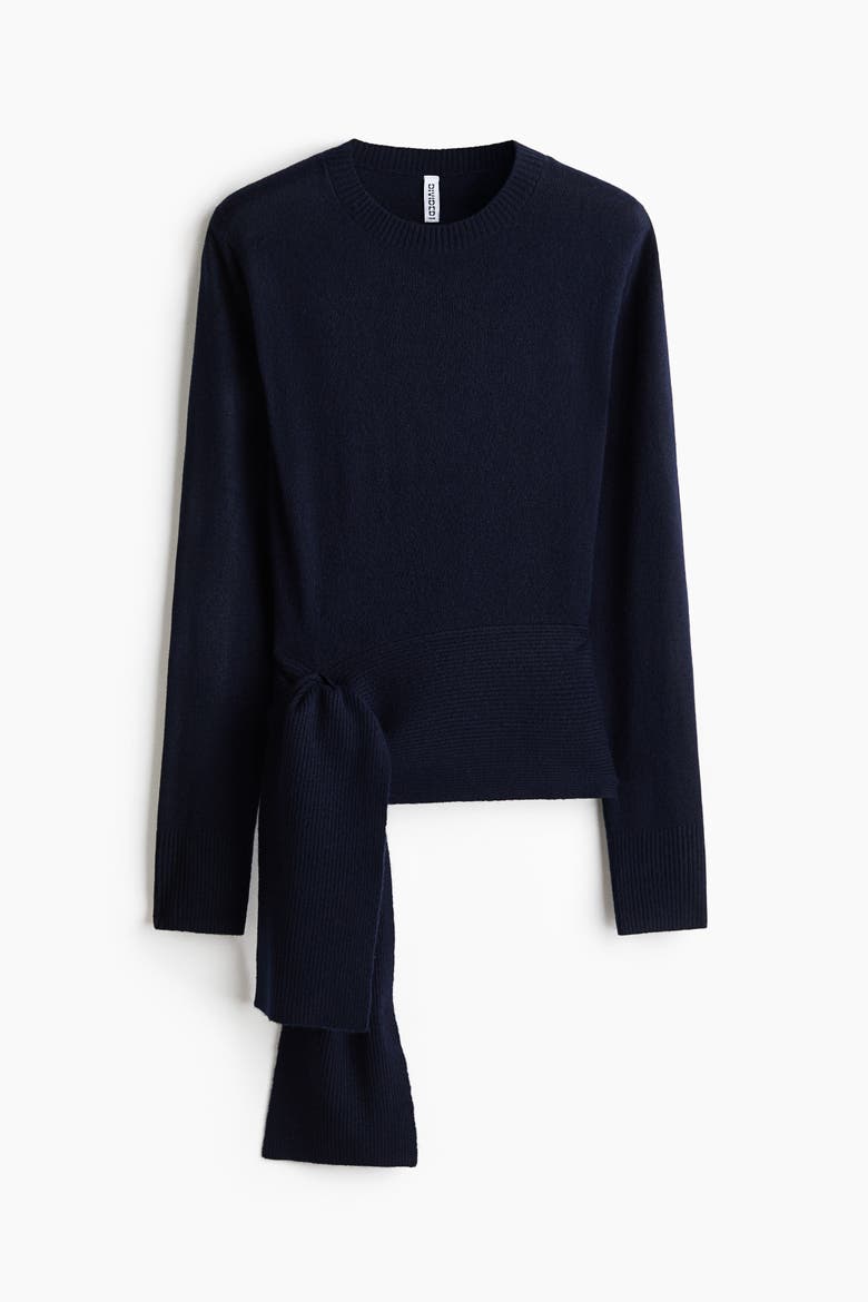 Tie-Detail Sweater, Alternate, color, Navy blue