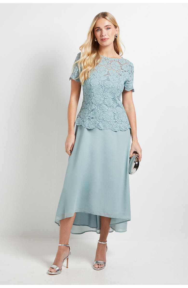 Wallis Petite Lace Overlay Midi Dress, Main, color, Sage
