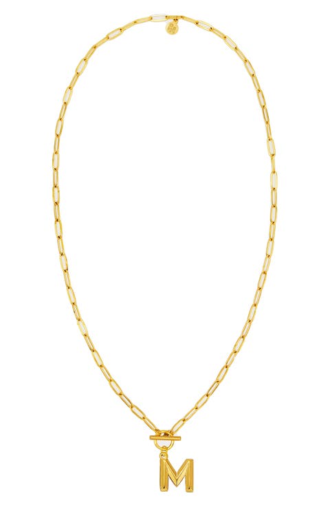 Paper Clip Initial Toggle Necklace