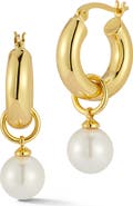 GLAZE JEWELRY Faux Pearl Drop Huggie Hoop Earrings