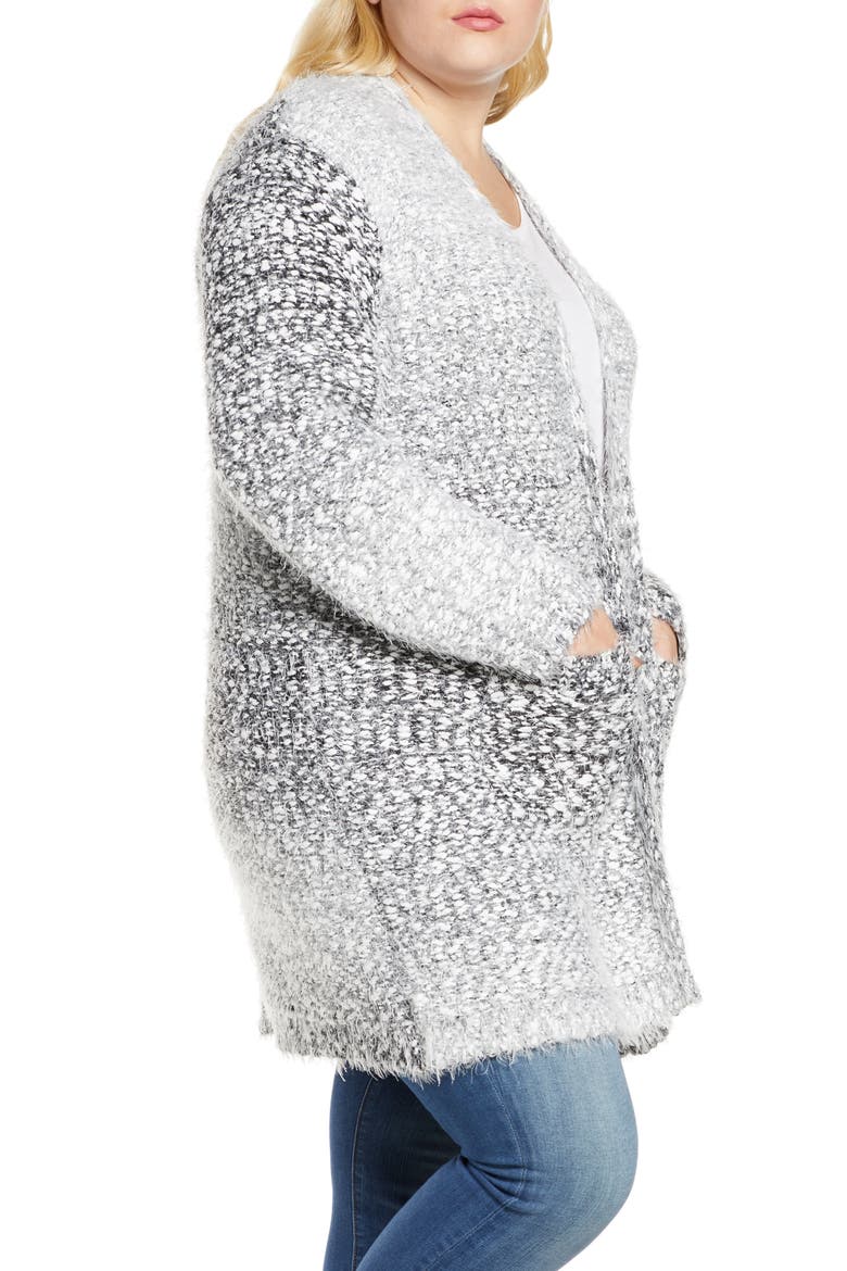 Harper Ombrè Eyelash Cardigan, Alternate, color, BLACK MIX