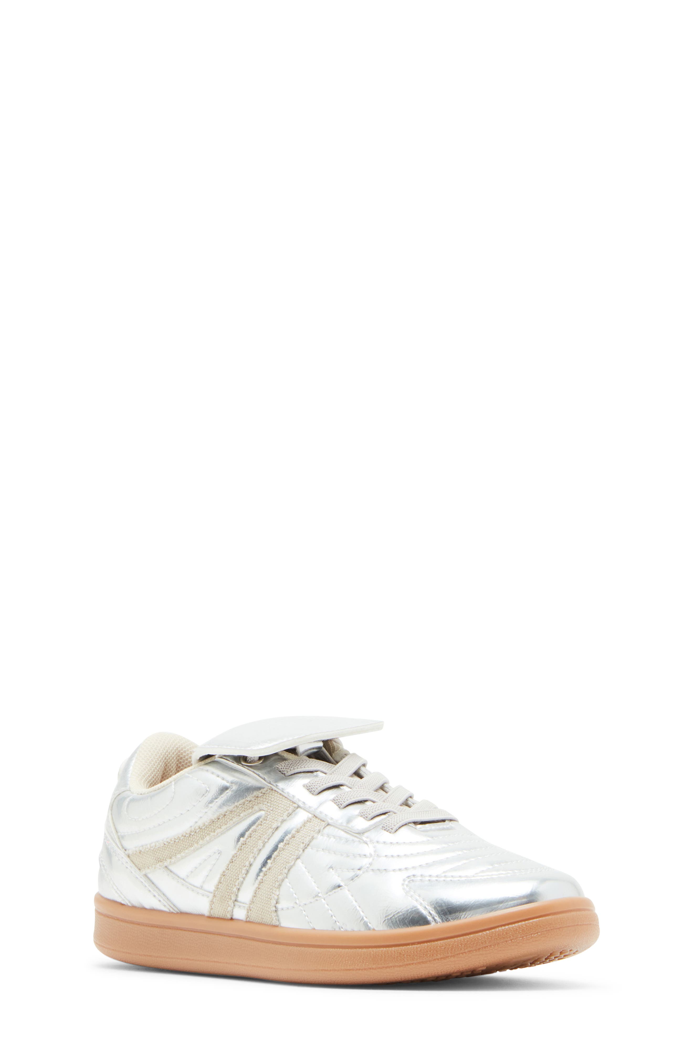 Steve Madden Kids' Kicker Metallic Sneaker, Main, color, Silver
