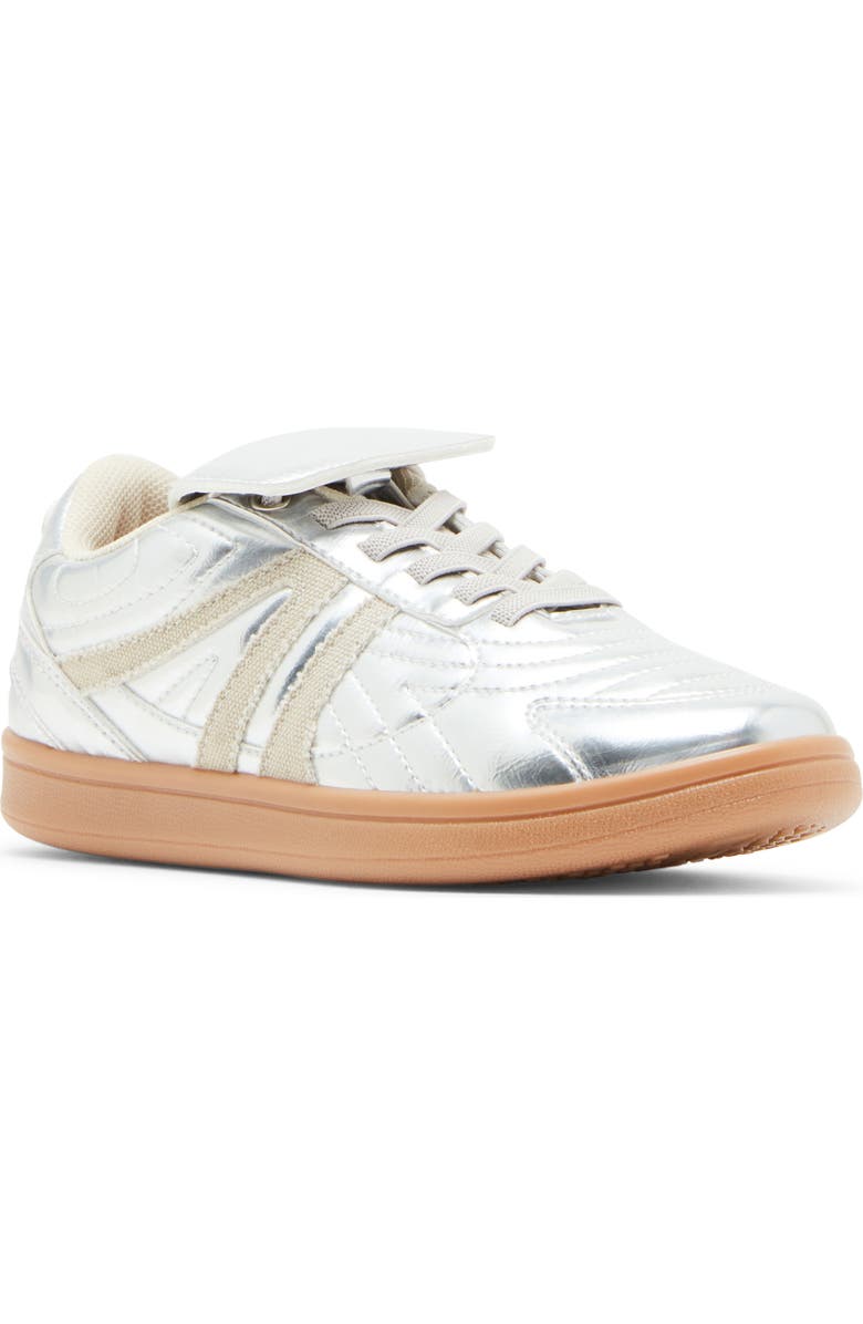 Steve Madden Kids' Kicker Metallic Sneaker, Main, color, Silver
