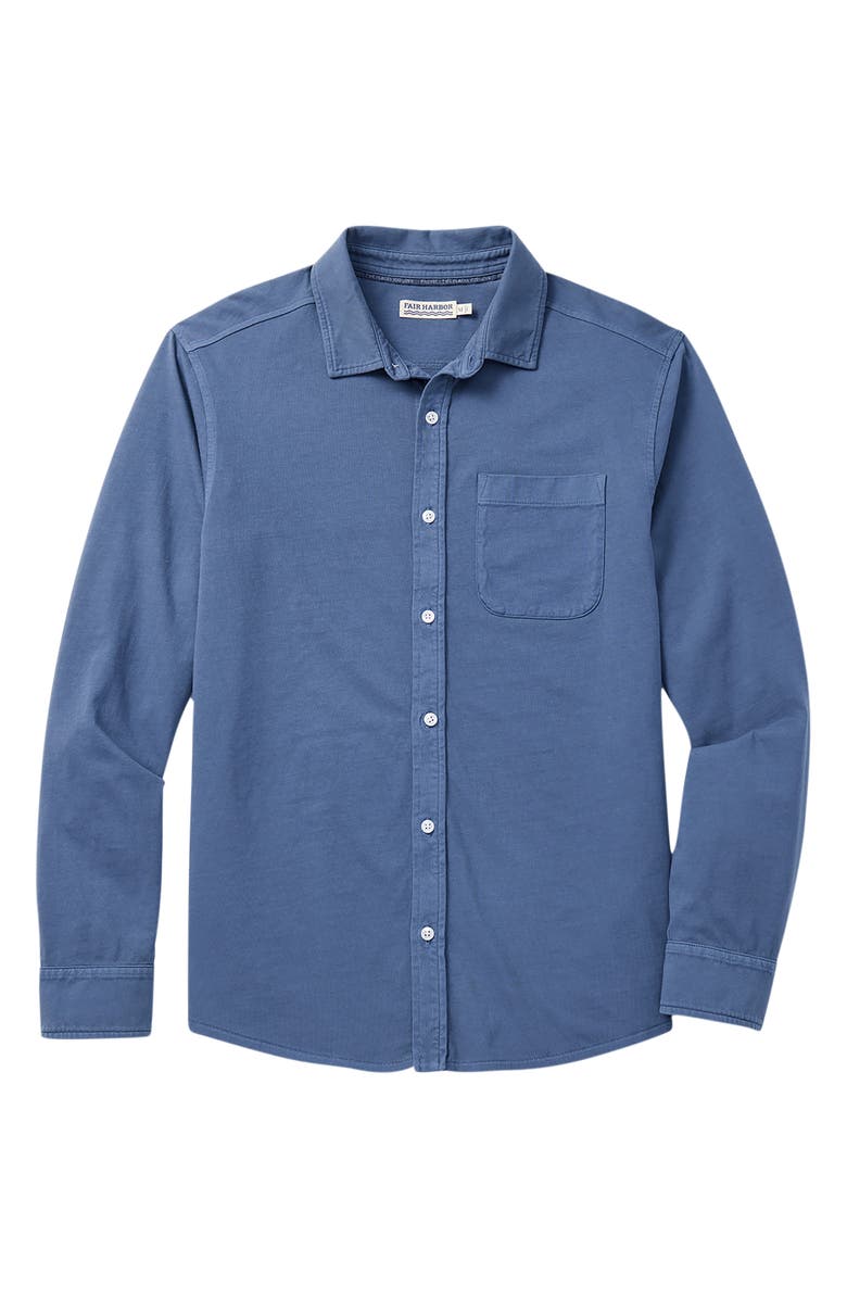 Fair Harbor Saltaire Organic Cotton Knit Button-Up Shirt, Alternate, color, Navy