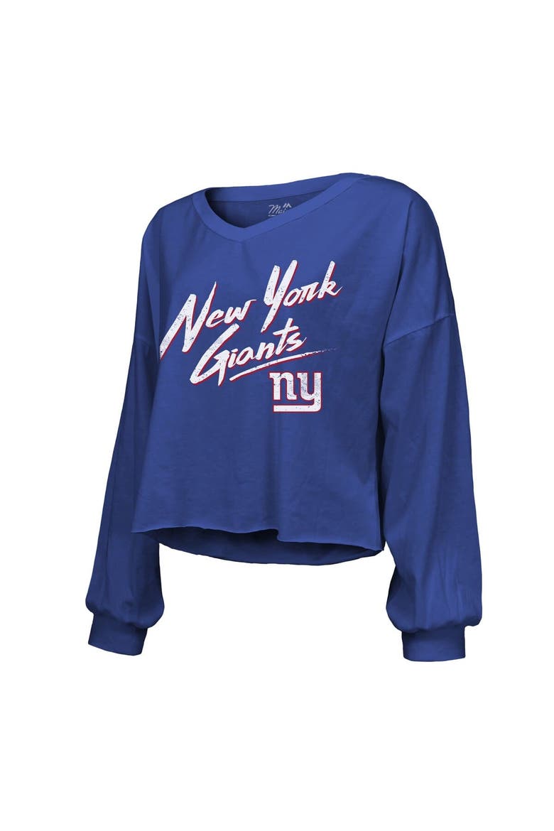 Women's Majestic Threads Jaxson Dart Royal New York Giants Script Name & Number Long Sleeve T-Shirt, Alternate, color, Royal