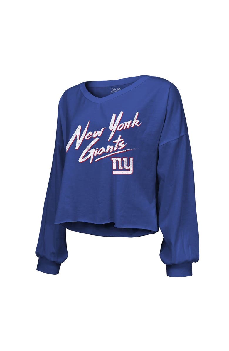 Majestic Threads Women's Majestic Threads Jaxson Dart Royal New York Giants Script Name & Number Long Sleeve T-Shirt, Alternate, color, Royal