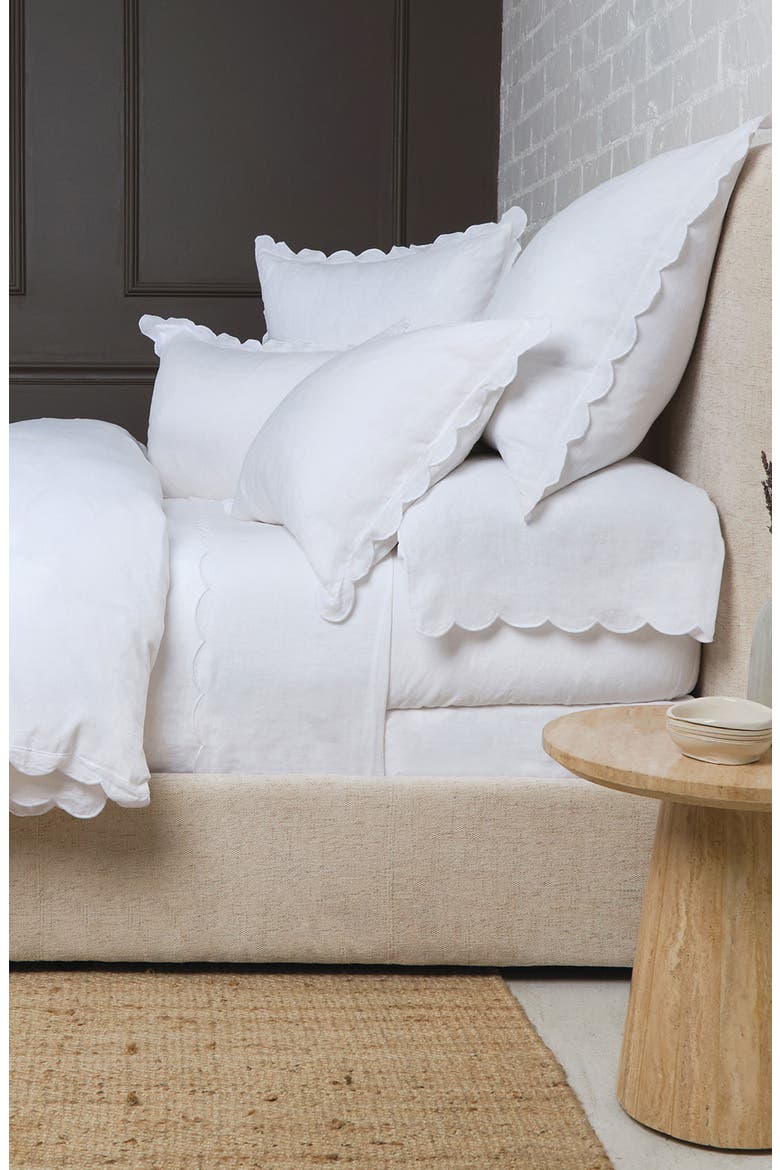 Kelly Linen Duvet Cover, Alternate, color, WHITE