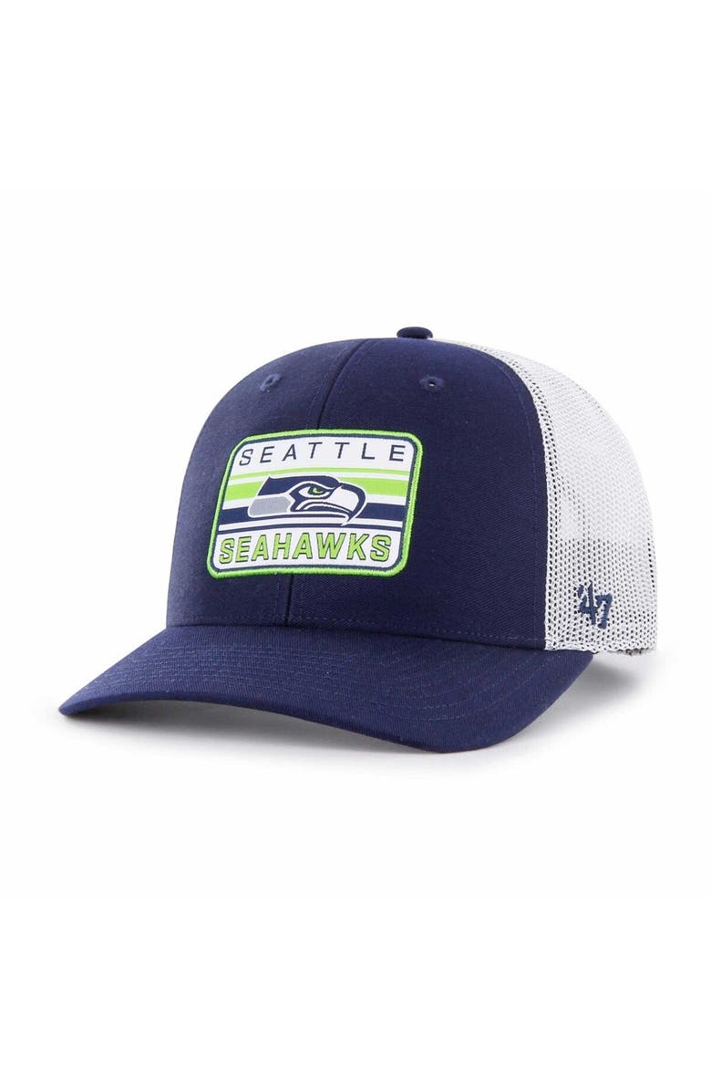 '47 Men's '47 Navy/White Seattle Seahawks Drifter Adjustable Trucker Hat, Main, color, Navy