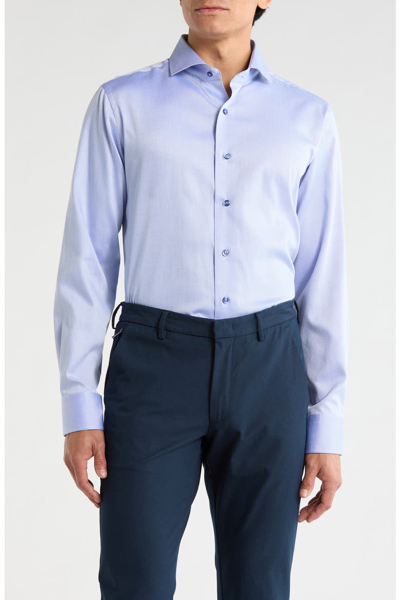 Trim Fit Cotton Dress Shirt, Main, color, COASTAL BLUE