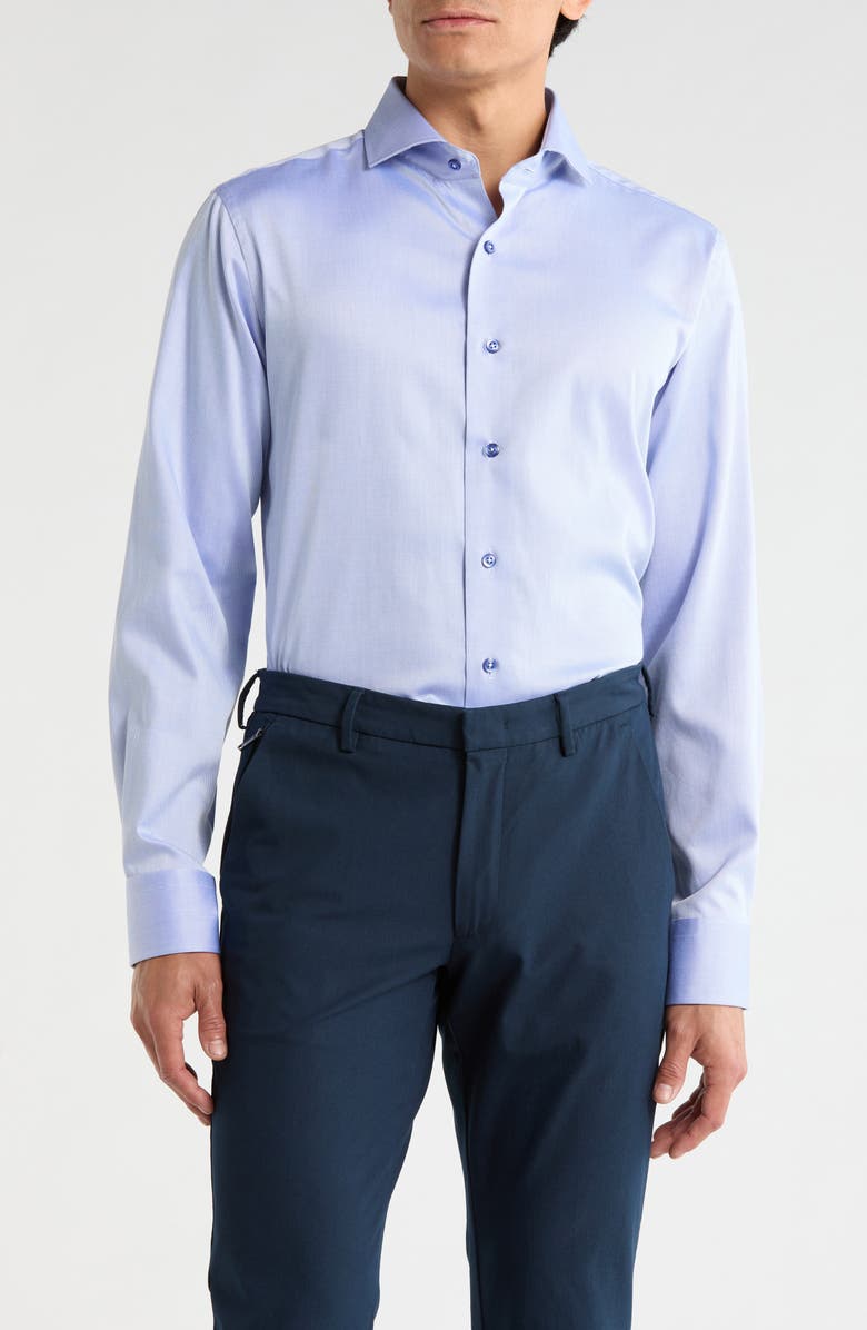 Lorenzo Uomo Trim Fit Cotton Dress Shirt, Main, color, Coastal Blue