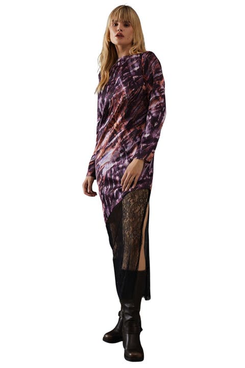 Column Lace Panel Midi Dress