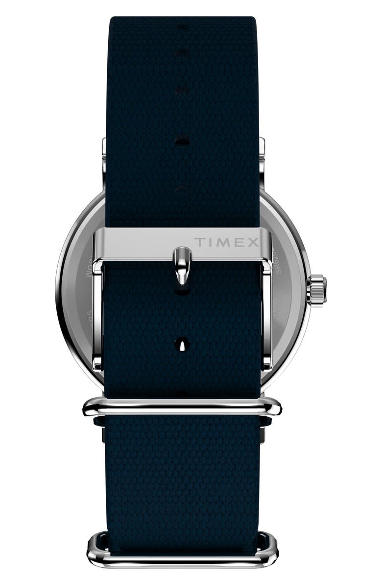 Timex<sup>®</sup> Peanuts<sup>®</sup> x Timex Weekender Baseball 38mm Fabric Strap Watch, Alternate, color, Navy/ Silver-Tone