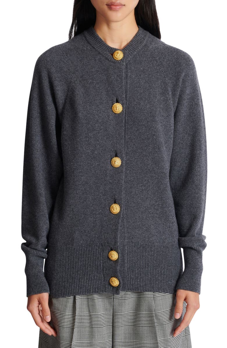Balmain Buttoned eco-cashmere cardigan, Alternate, color, Grey