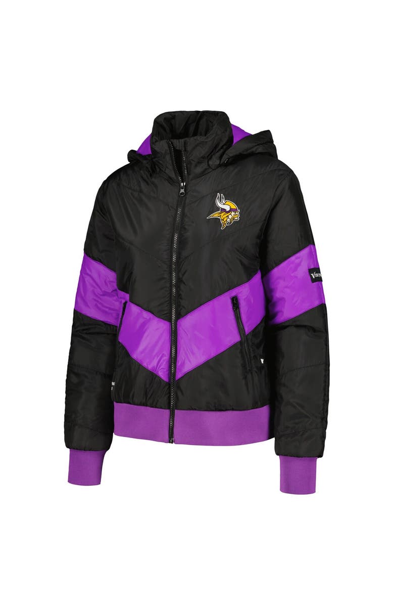THE WILD COLLECTIVE Women's The Wild Collective Black Minnesota Vikings Puffer Full-Zip Hoodie, Alternate, color,