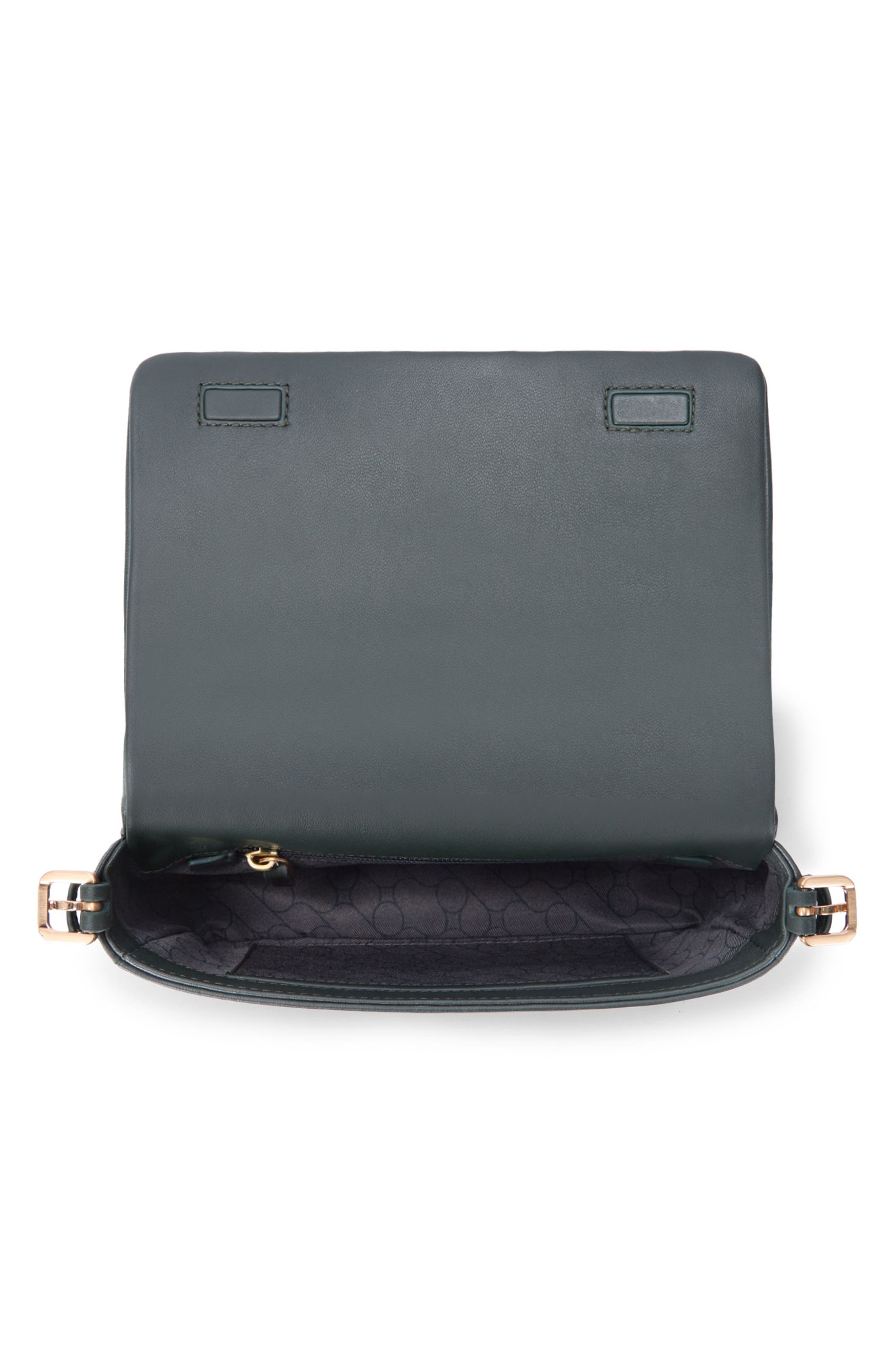 Oryany Bell Pleated Leather Shoulder Bag, Alternate, color, Deep Green