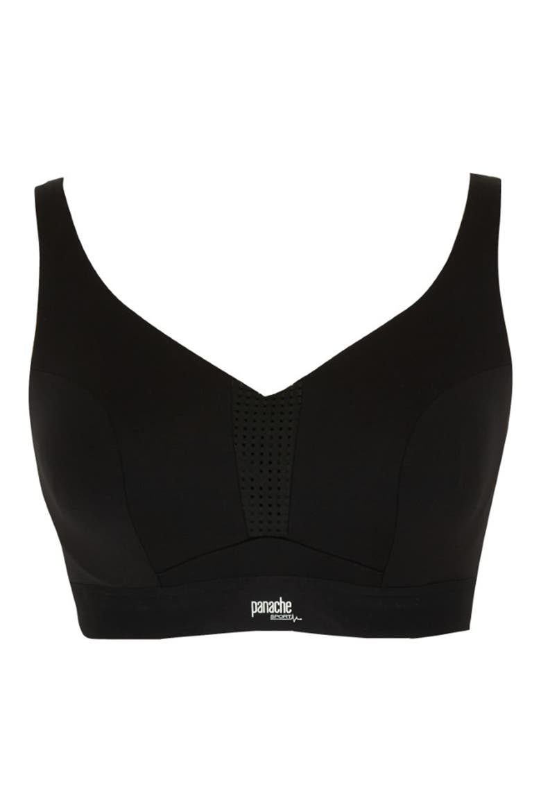 Endurance Underwire V-Neck Unlined Sports Bra, Alternate, color, BLACK