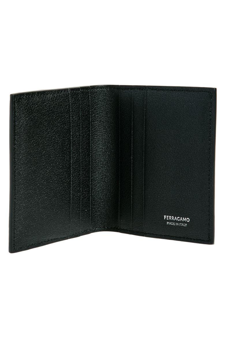 Mini Gancio Embossed Leather Bifold Wallet, Alternate, color, NERO NERO X MOD