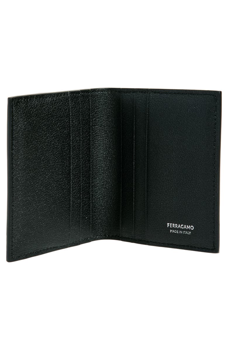 FERRAGAMO Mini Gancio Embossed Leather Bifold Wallet, Alternate, color, Nero Nero X Mod