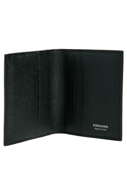 Shop Ferragamo Mini Gancio Embossed Leather Bifold Wallet In Nero Nero X Mod