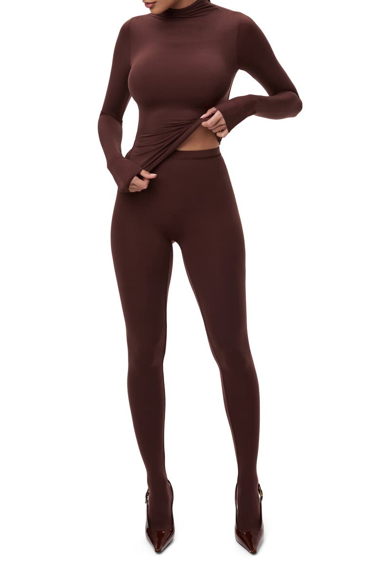 Mock Neck Top, Alternate, color, CHOCOLATE