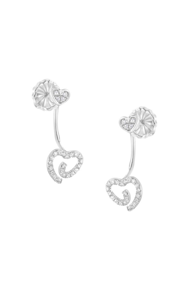 Haus of Brilliance Silver 1/4 Ct Diamond Swirl Heart Front/Back Earrings, Main, color, White