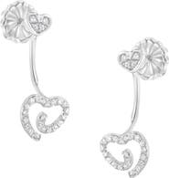 Haus of Brilliance Silver 1/4 Ct Diamond Swirl Heart Front/Back Earrings