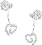 Haus of Brilliance Silver 1/4 Ct Diamond Swirl Heart Front/Back Earrings
