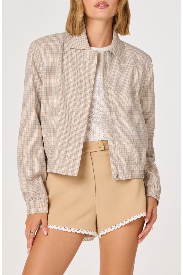 Reid Check Stretch Zip Jacket, Main, color, BROWN BLUE PLAID