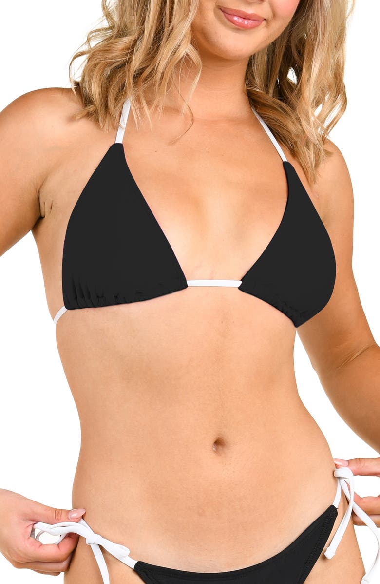 Citrus Solid Triangle Bikini Top, Main, color, Black