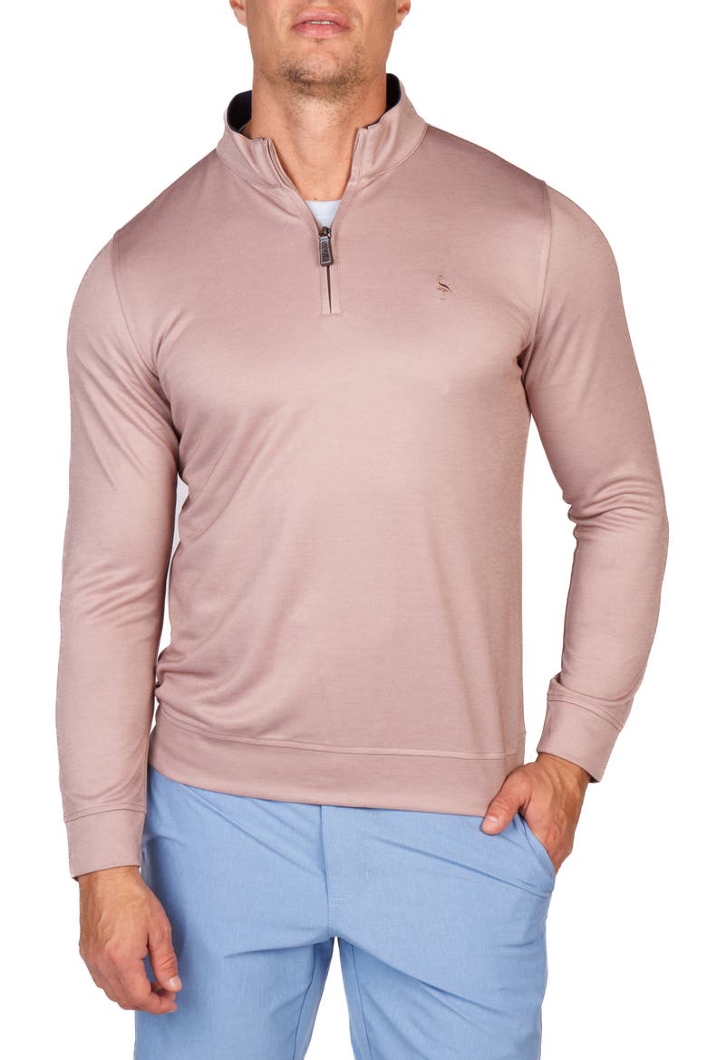 Modal Blend Quarter Zip Polo, Main, color, MUSHROOM