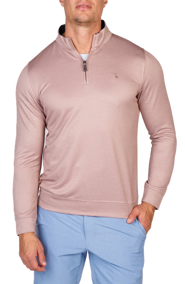 TailorByrd Modal Blend Quarter Zip Polo, Main, color, Mushroom