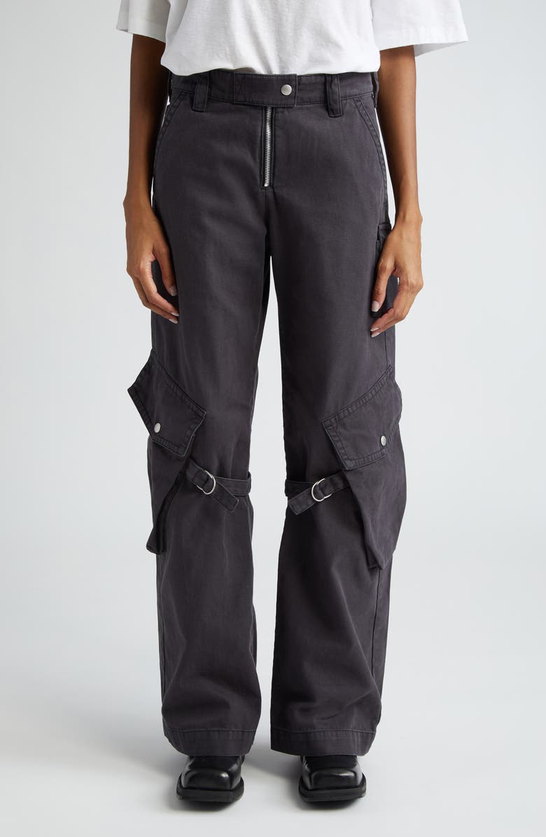 Acne Studios Potinal Cotton Canvas Cargo Pants, Main, color, Charcoal Grey
