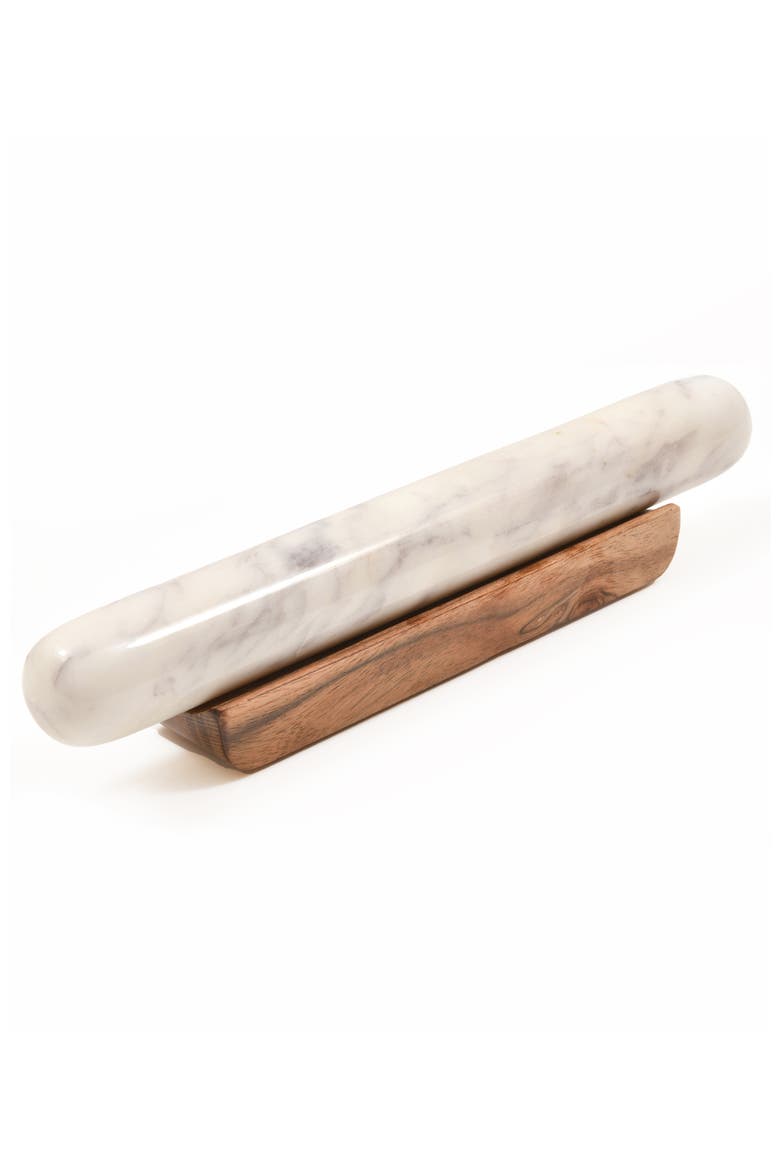 Marble Rolling Pin & Wood Base, Main, color, White