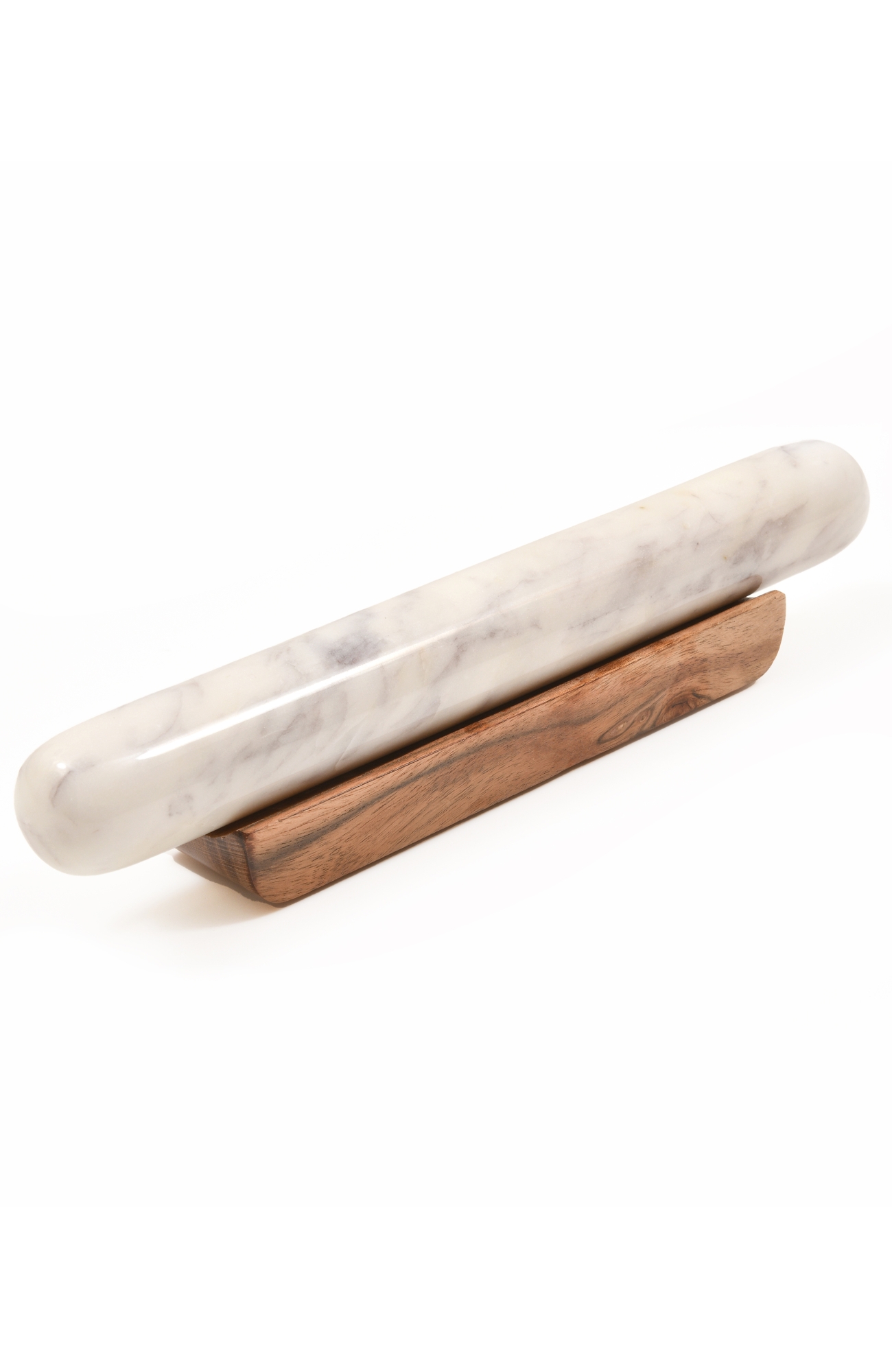 Verve Culture Marble Rolling Pin & Wood Base - White