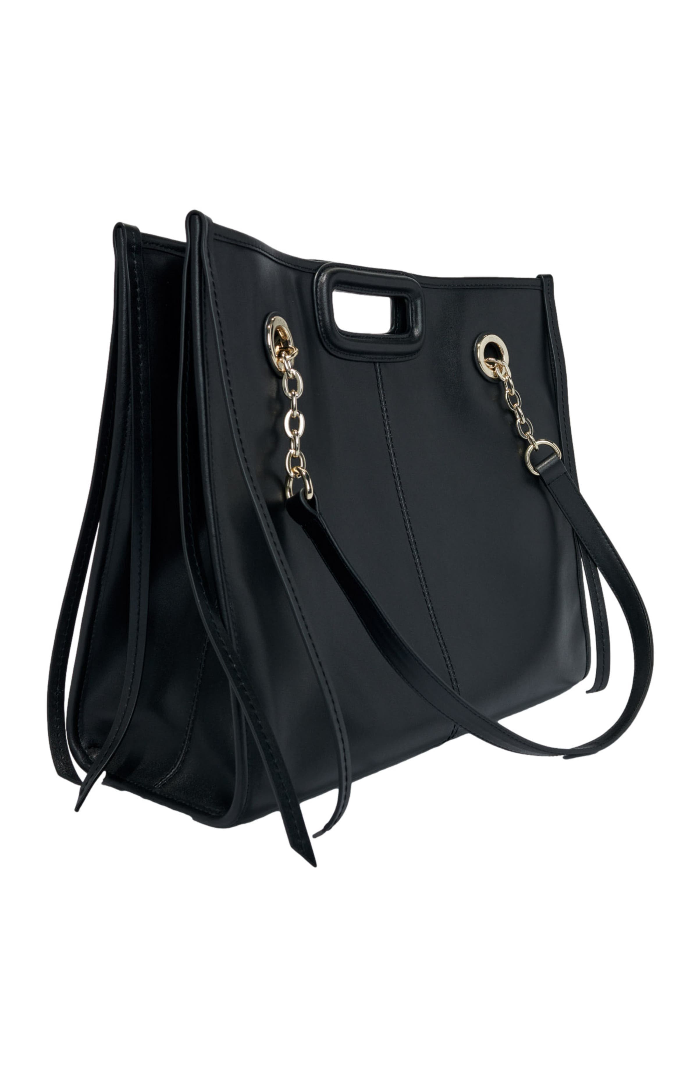 maje Leather tote bag, Alternate, color, 