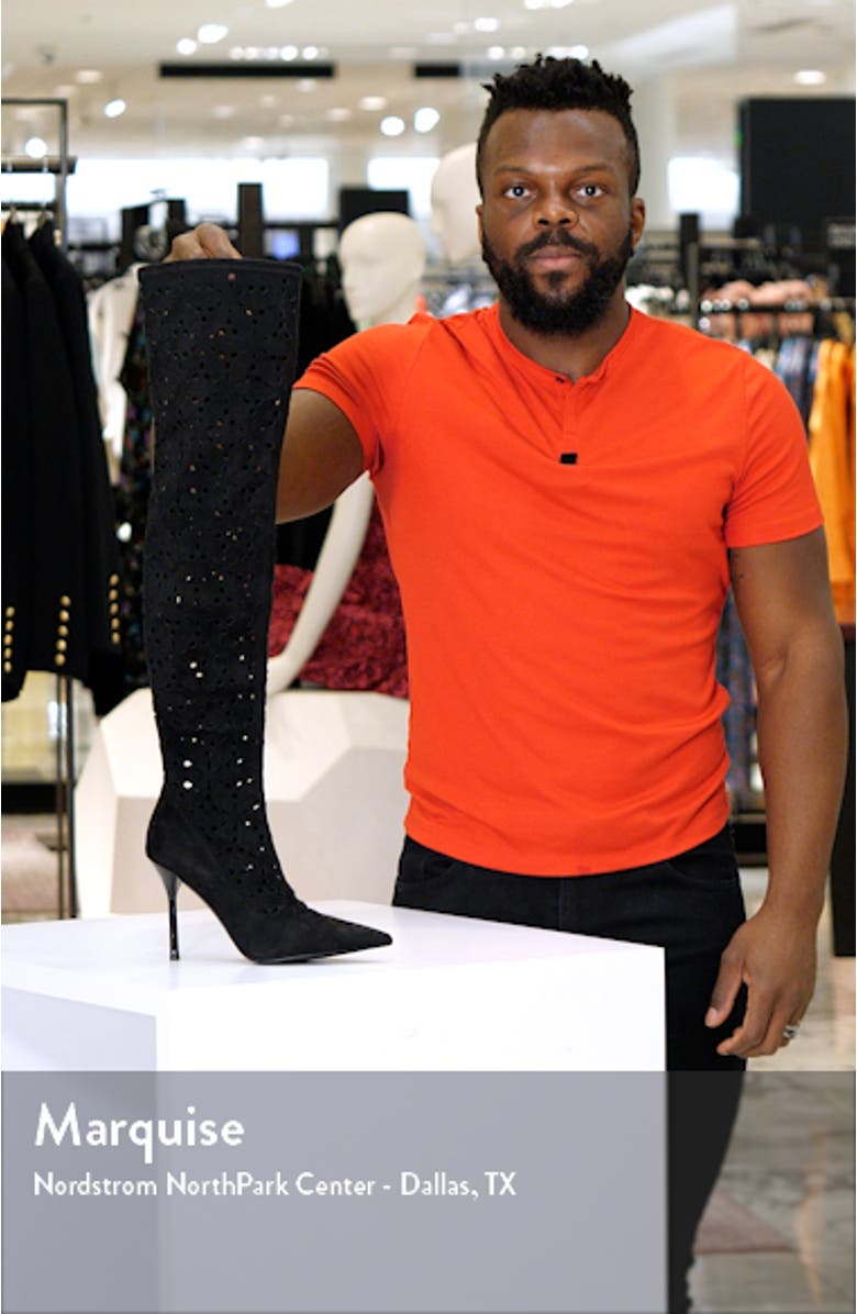 Adonia Pointed Toe Perforated Over the Knee Boot, sales video thumbnail