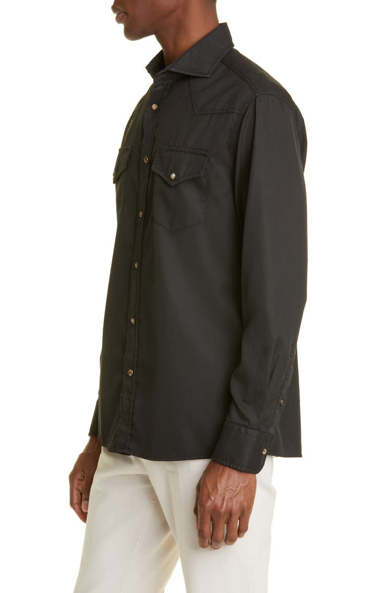 Brunello Cucinelli Easy Fit Cotton Western Shirt, Alternate, color, 