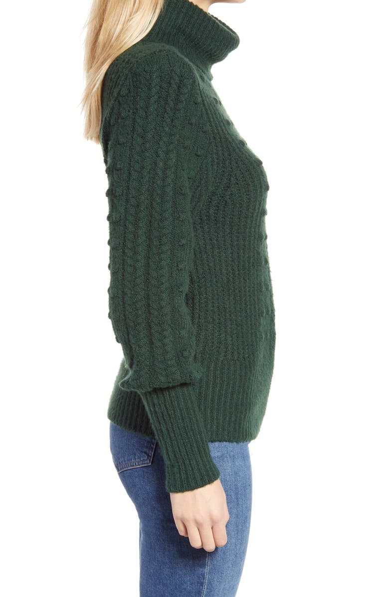 Rachel Parcell Cable & Bobble Turtleneck Sweater, Alternate, color,