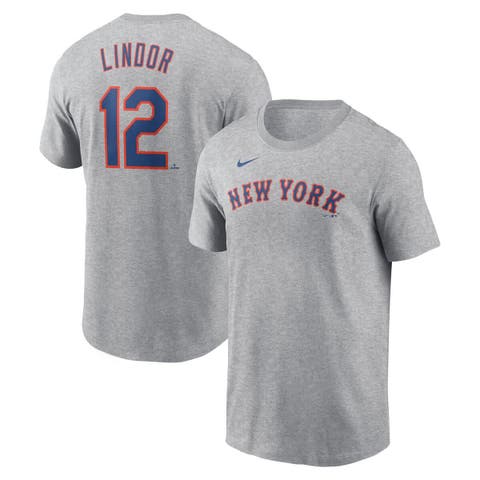 Men's Nike Francisco Lindor Heather Gray New York Mets Fuse Name & Number T-Shirt