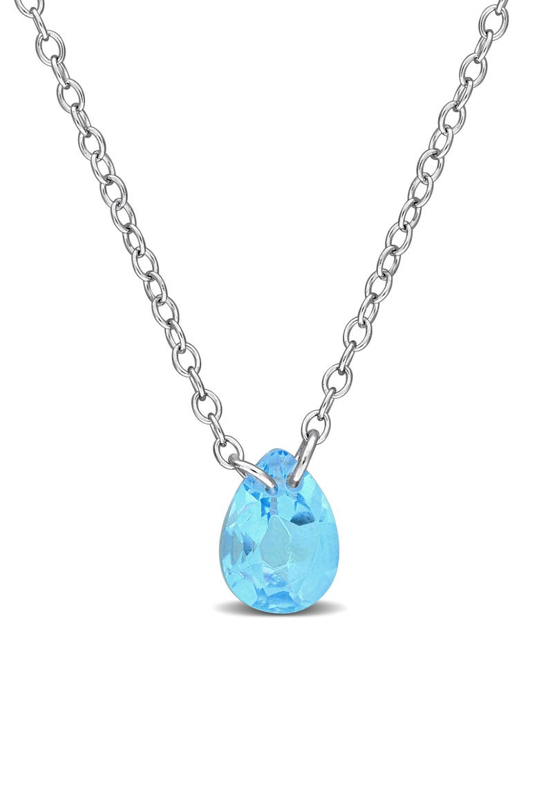 Pear-Shaped Swiss Blue Topaz Necklace, Main, color, BLUE