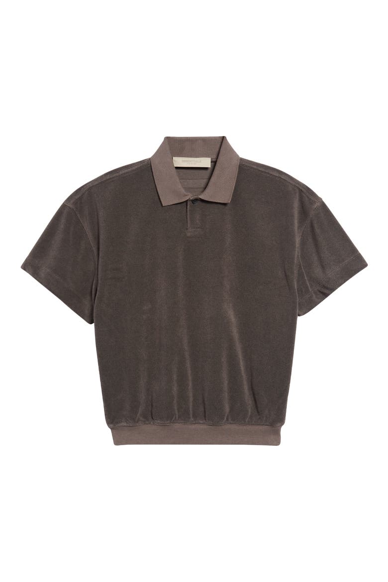 Kids' Velour Polo, Main, color, OFF-BLACK