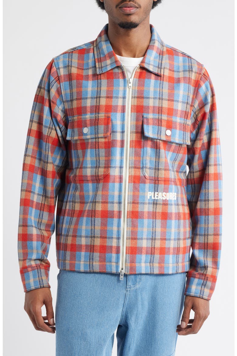 Folklore Plaid Brushed Wool Blend Zip-Up Work Jacket (Men) | Nordstrom