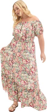 June + Vie Off-The-Shoulder Maxi Dress