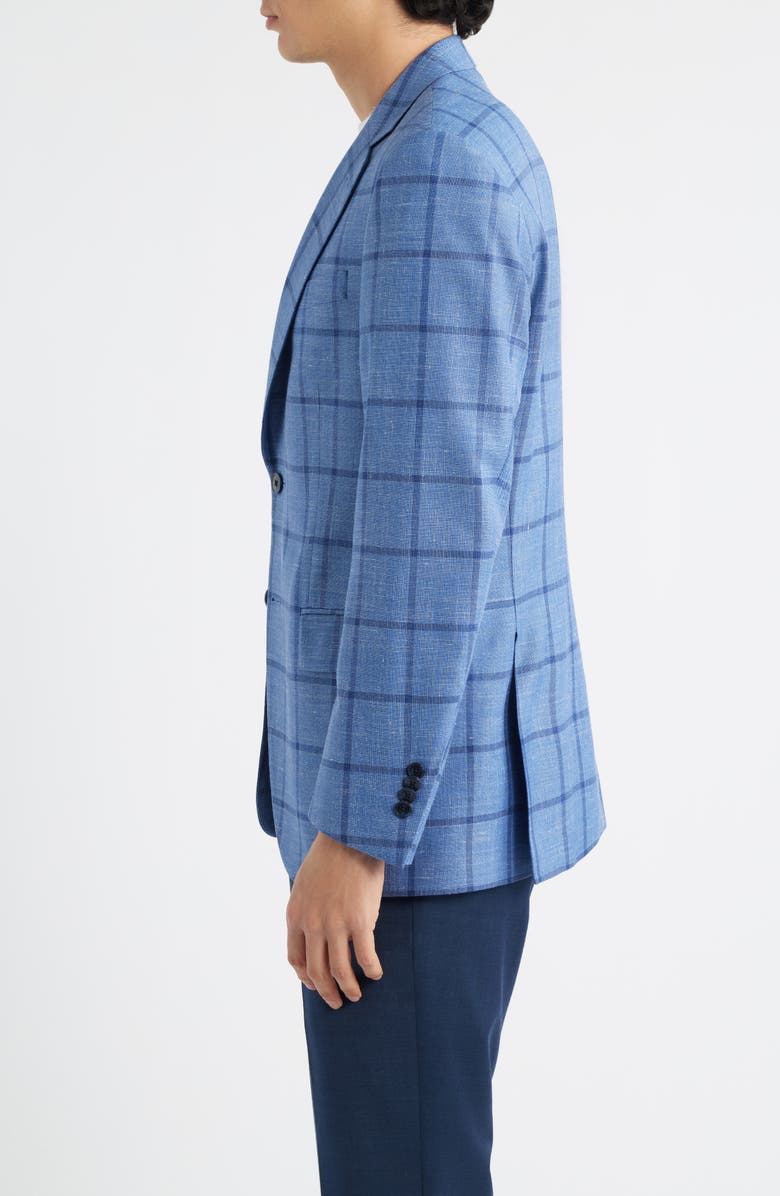Peter Millar Flynn Classic Fit Blue Windowpane Check Wool Blend Sport Coat, Alternate, color, Medium Blue