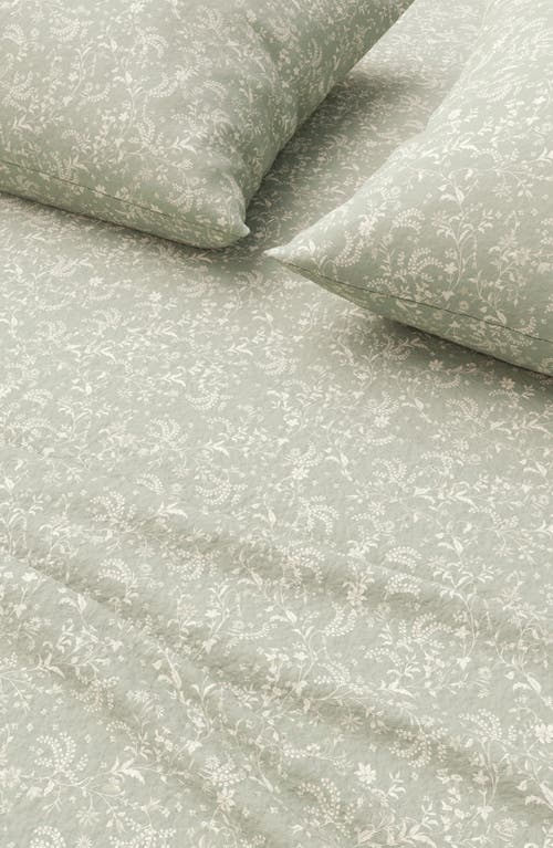Woven & Weft Winter Floral 4-piece Flannel Bed Sheet Set In Gray