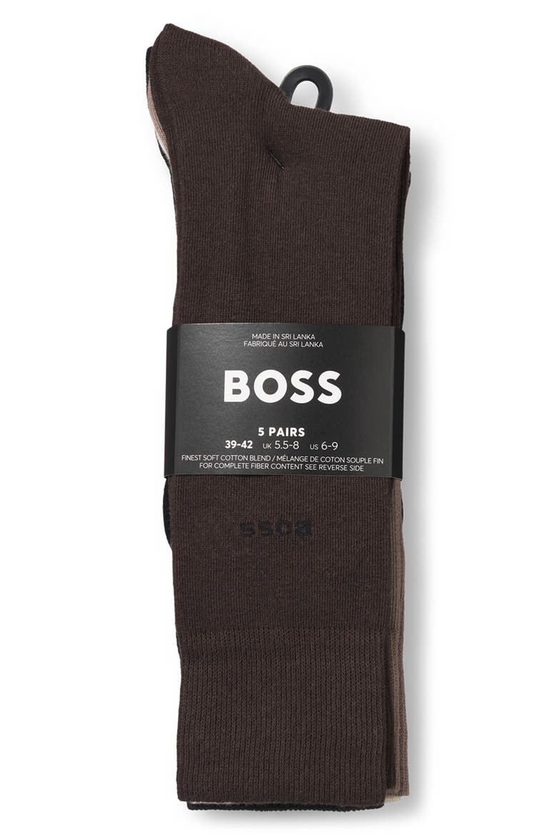 Assorted 5-Pack Crew Socks, Alternate, color, BROWN/ BLACK/ BEIGE